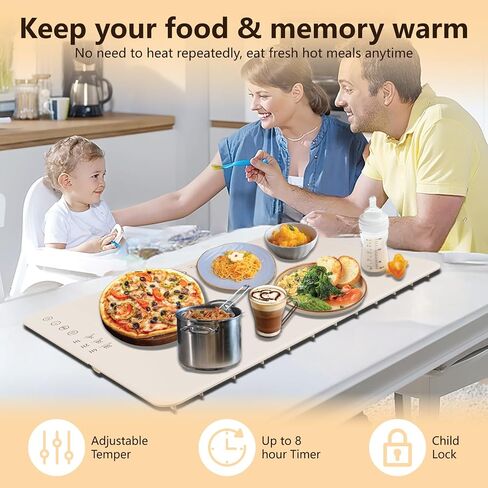 Warming Mat for Food: Food Warming Mats for Countertop - Fast Heating Silicone Electric Adjustable Warming Tray with 3 Level Temperature - IP67 Waterproof warming Pad for Home, Party, Buffet in Saudi Arabia