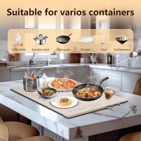 Warming Mat for Food: Food Warming Mats for Countertop - Fast Heating Silicone Electric Adjustable Warming Tray with 3 Level Temperature - IP67 Waterproof warming Pad for Home, Party, Buffet in Saudi Arabia