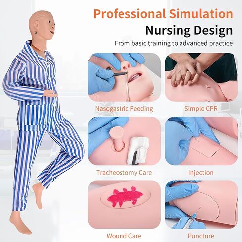 Medical Mannequin for Training, Female CPR Human Manikins Highly Simulated Patient Care Medical Manikin with 3 Muscle Module & Patient Gown & Urinary for Teaching Pratice (Famale) in Kuwait