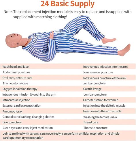 Medical Mannequin for Training, Female CPR Human Manikins Highly Simulated Patient Care Medical Manikin with 3 Muscle Module & Patient Gown & Urinary for Teaching Pratice (Famale) in Kuwait