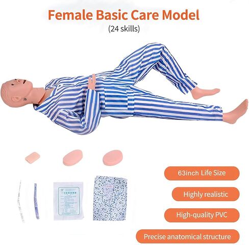 Medical Mannequin for Training, Female CPR Human Manikins Highly Simulated Patient Care Medical Manikin with 3 Muscle Module & Patient Gown & Urinary for Teaching Pratice (Famale) in Kuwait