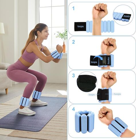 Adjustable Ankle and Wrist Weights for Women, 1 Lb Each, Set of 2, for Walking, Yoga, Dance, Gym in Saudi Arabia