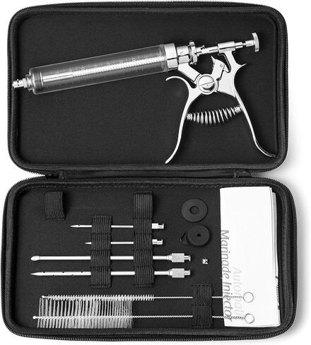 J&B Goods Professional Automatic BBQ Meat Marinade Injector Gun Kit with Case, 2 oz Large Capacity Barrel and 4 Commercial Grade Marinade Needles. in Saudi Arabia