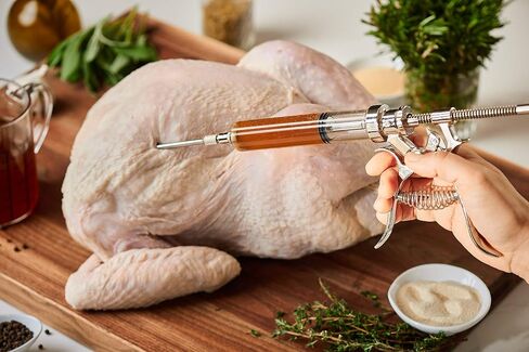 J&B Goods Professional Automatic BBQ Meat Marinade Injector Gun Kit with Case, 2 oz Large Capacity Barrel and 4 Commercial Grade Marinade Needles. in Saudi Arabia