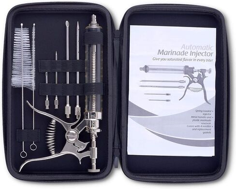 J&B Goods Professional Automatic BBQ Meat Marinade Injector Gun Kit with Case, 2 oz Large Capacity Barrel and 4 Commercial Grade Marinade Needles. in Saudi Arabia