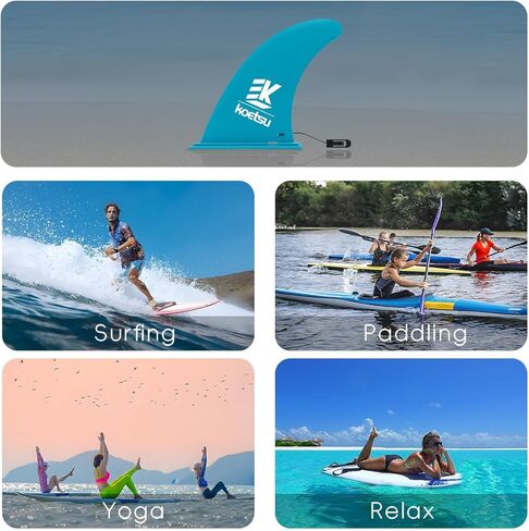 9 بوصة بديلة زعنفة مركزية Paddleboard - إصدار سريع للدفة و Surfboard Fin لتحسين الاستقرار والتتبع - PVC دائمة ، الأزرق الفيروز in Saudi Arabia