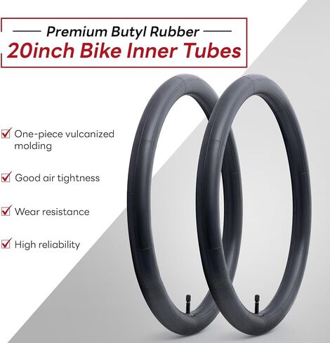 20x2.125/2.25/2.30/2.35/2.40 Inch Bike Tubes, 20" Replacement Bicycle Tubes (2 PCS), Reliable 20 x 2.125-2.40 Bike Inner Tubes AV32mm Schrader Valve for City/Road/Cruiser/Mountain Cycling Scenarios in Kuwait