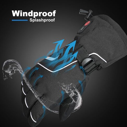 Heated Gloves, Unisex Winter Ski Glove, Rechargeable Electric Heating Mittens for Skiing Snowboarding Snow Hiking Hunting Winter Outdoor (Black-SD81B, X-Small) in Kuwait