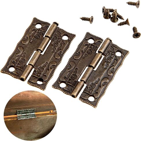 Decorative Hinges,Mini Hinges, HingesAntique Bronze Hinges Door Hinges Cabinet Drawer Jewelry Box Hinge for Furniture Hardware Door Corner 36x23mm (2pcs) in Saudi Arabia