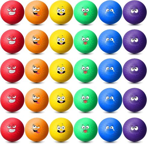 Jerify 30 Pcs Dodgeballs Playground Balls Bulk Colorful Emotion Handball Kickball Bouncy Balls for Indoor Outdoor Games Gym Camps Picnic Beach School in Saudi Arabia