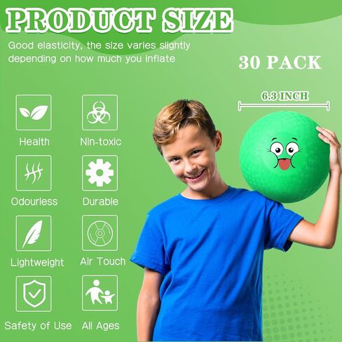 Jerify 30 Pcs Dodgeballs Playground Balls Bulk Colorful Emotion Handball Kickball Bouncy Balls for Indoor Outdoor Games Gym Camps Picnic Beach School in Saudi Arabia