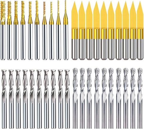 10/40pcs 3.175mm Coated Essential Corn Router Bit Flat End Mill PCB Carbide Router Bits Set for CNC Milling Tools(10pcs 0.8-3.0mm) in Kuwait