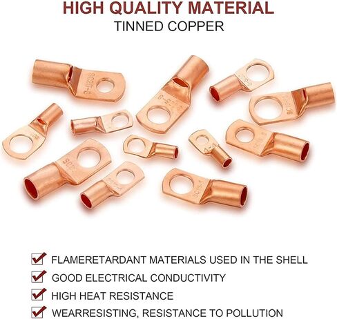 170 PCS Copper Ring Terminal Lug Battery Cable End Crimp Terminal Wire Connector Automotive SC Terminal AWG 4-12 in Saudi Arabia