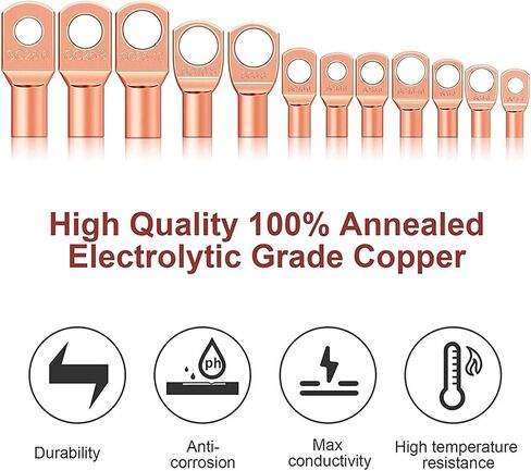 170 PCS Copper Ring Terminal Lug Battery Cable End Crimp Terminal Wire Connector Automotive SC Terminal AWG 4-12 in Saudi Arabia