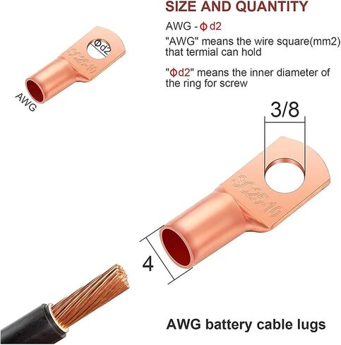 170 PCS Copper Ring Terminal Lug Battery Cable End Crimp Terminal Wire Connector Automotive SC Terminal AWG 4-12 in Saudi Arabia