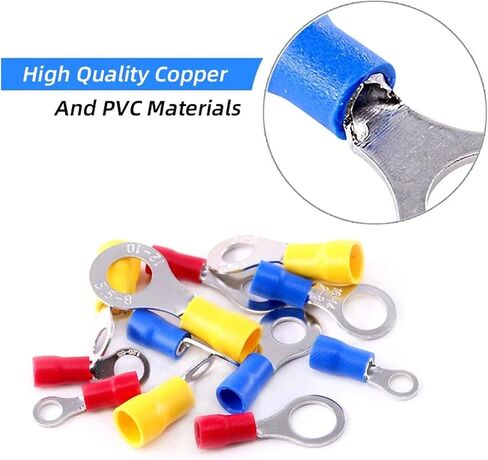 100PCS RV2 Series Ring Ring Terminal Terminal Connectors لـ 16-14 AWG 1.5-2.5mm Cable (Blue 100pcs ، RV2-3) in Kuwait