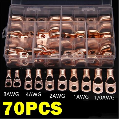70 PCS 8AWG 4AWG 2AWG 1/0 AWG SC Bare Copper Connector Terminal Cable Cable Cable Complic in Saudi Arabia