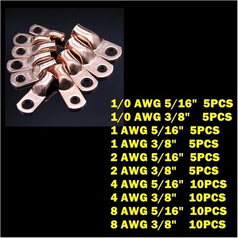 70 PCS 8AWG 4AWG 2AWG 1/0 AWG SC Bare Copper Connector Terminal Cable Cable Cable Complic in Saudi Arabia