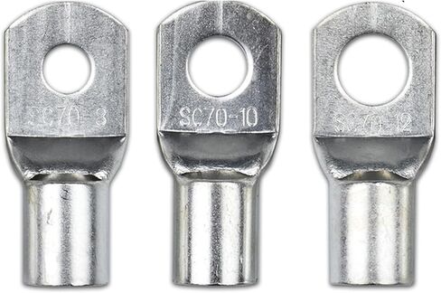 5-Pack S70-8/10/12 Tinned Copper Cable Lugs Heavy Duty Wire End Battery Ring Crimp Terminal Connector with Heat Shrink Tubing(SC70-10 5PCS) in Saudi Arabia