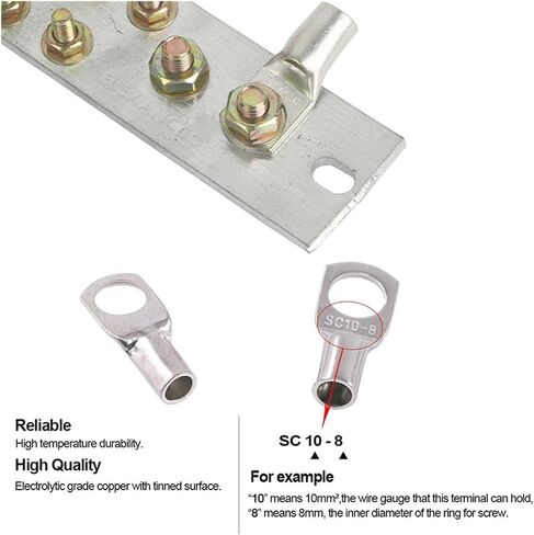 5-Pack S70-8/10/12 Tinned Copper Cable Lugs Heavy Duty Wire End Battery Ring Crimp Terminal Connector with Heat Shrink Tubing(SC70-10 5PCS) in Saudi Arabia
