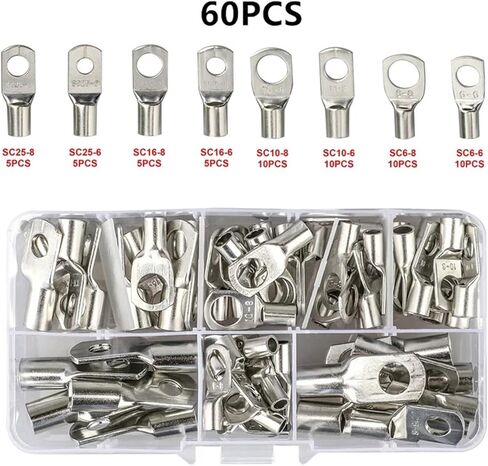 60 PCS فئة السيارات النحاسية حلقة طرفية توصيل تجعد تجعيد العارية الكابل بطارية طرف الطرف in Kuwait