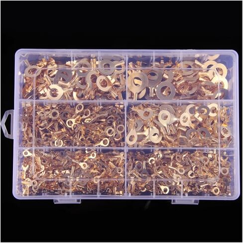 230 Pieces M3/M4/M5/M6/M8/M10 Ring Lug Ring Eye Copper Crimp Terminal Cable Lug Wire Connector Non-Insulated Assortment Kit in Saudi Arabia