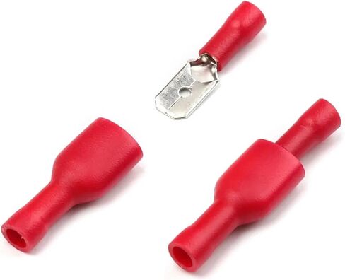 100-Pack Insulated Crimp Spade Terminal Female Male Wire Connector Waterproof Cable Lug Terminal Connector Kit(Red) in Saudi Arabia