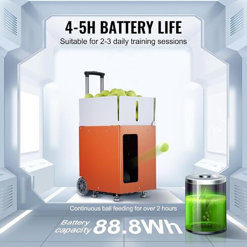 Happybuy Tennis Ball Machine, Automatic Portable Launcher, 100 Balls, 5 Motors Multi-Mode Drills, 2+ Hours Play, Rechargeable Battery, App Remote Control in Saudi Arabia