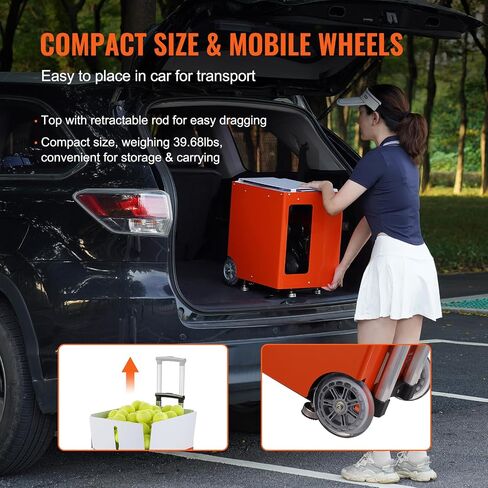 Happybuy Tennis Ball Machine, Automatic Portable Launcher, 100 Balls, 5 Motors Multi-Mode Drills, 2+ Hours Play, Rechargeable Battery, App Remote Control in Saudi Arabia