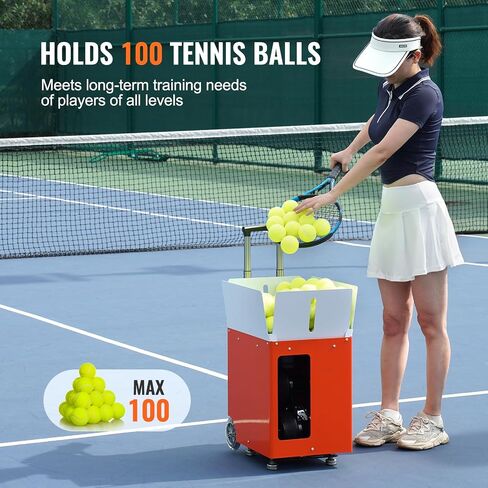 Happybuy Tennis Ball Machine, Automatic Portable Launcher, 100 Balls, 5 Motors Multi-Mode Drills, 2+ Hours Play, Rechargeable Battery, App Remote Control in Saudi Arabia