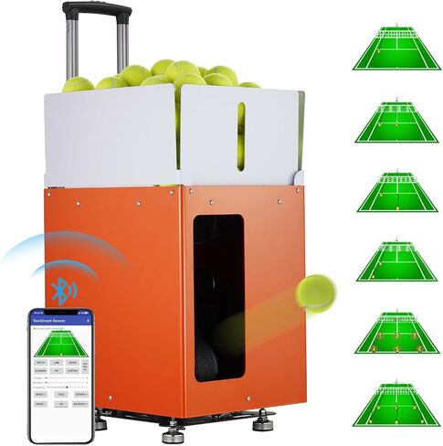 Happybuy Tennis Ball Machine, Automatic Portable Launcher, 100 Balls, 5 Motors Multi-Mode Drills, 2+ Hours Play, Rechargeable Battery, App Remote Control in Saudi Arabia