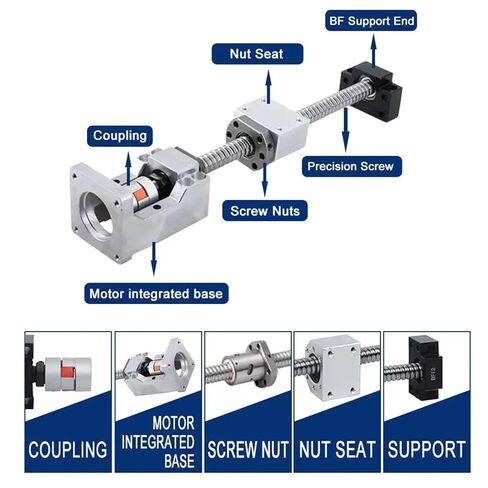 مضامن مكافحة كرات اللولب المسمار المسمار بطاقات مغزل الكرة ومجموعات المحركات لملحقات آلة النقش 1 مجموعة SFU2010 BALL SCRET NUT 1050-2000MM (1350mm) in Kuwait