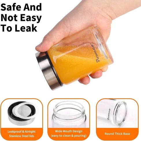 20oz Glass Juice & Water Bottles 4-Pack with Lids- Wide Mouth Reusable Borosilicate Glass- for Juicing, Smoothies, Protein Shakes, Blender & Shaker Bottle- Refillable & Dishwasher Safe(20 oz/600ml) in Saudi Arabia