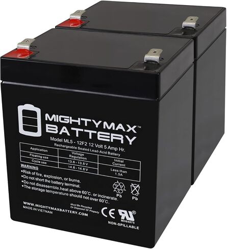 Mighty Max Battery 12v 5ah f2 SLA Replacement Battery for leoch djw12-4.5 - 2 Pack in Kuwait
