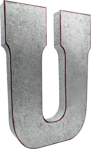 SciencePurchase 20" Metal Letter M Wall Decor, Silver with Rusted Edges, Galvanized Wall Mountable Decoration for Country, Mid-Century, or Farmhouse Themed Room or Event in Kuwait