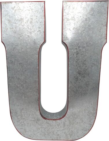SciencePurchase 20" Metal Letter M Wall Decor, Silver with Rusted Edges, Galvanized Wall Mountable Decoration for Country, Mid-Century, or Farmhouse Themed Room or Event in Kuwait