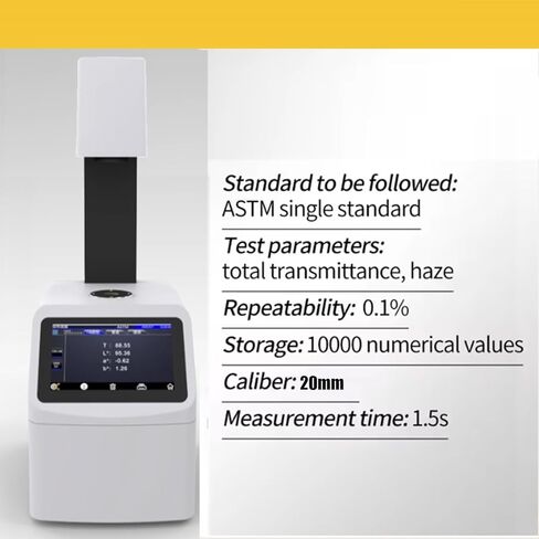 Hazemeter Haze Tester 20mm Aperture Plastic Film Haze Meter Light Transmittance and Haze Measuring Meter with 1000 Sample Data Storage Double Standard ASTM Resolution 0.1% ASTM USB Interface in Saudi Arabia