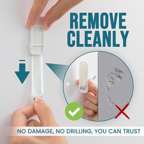 TAILI Adhesive Hooks for Hanging, 6 Utility Hooks and 8 Pcs Adhesive Strips,Holds up to 3 lb,No Tools Damage-Free Stick on Bathroom or Kitchen for Hanging Decorations,Organization,Storage-White in Kuwait