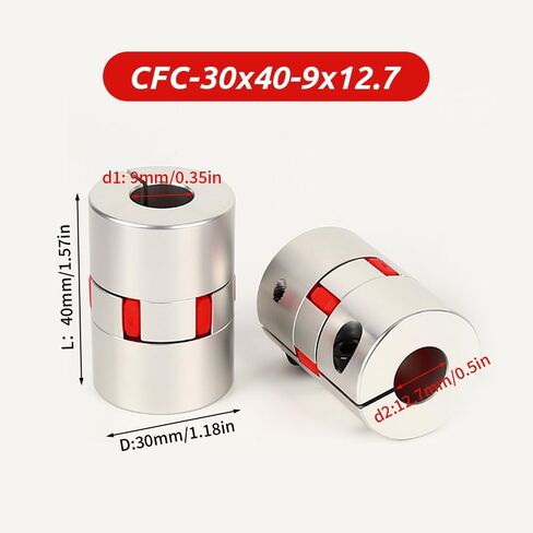 6.35mm to 12.7mm Plum Flexible Shaft Coupling, Diameter 30mm Length 40mm Aluminium Motor Connector Flexible Spider Coupler for 3D Printer CNC Machine Servo Stepped Motor in Kuwait