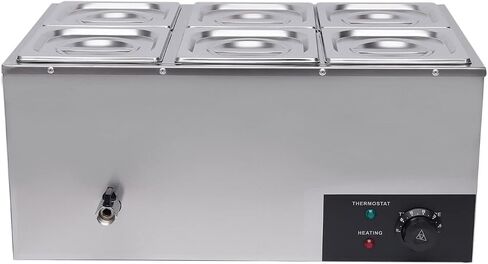 Bain Marie Buffet 4 -PAN 850W طاولة البخار الكهربائية أكثر دفئًا مع الأغطية - سعة الفولاذ المقاوم للصدأ التجاري 21.2QT (20L) للمطاعم والتموين والبوفيهات in Kuwait