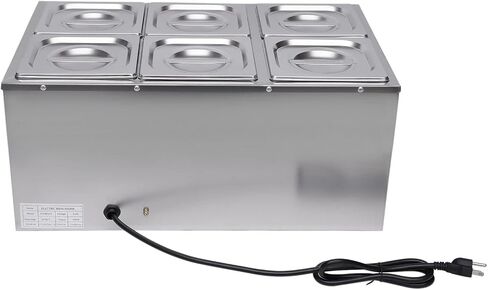 Bain Marie Buffet 4 -PAN 850W طاولة البخار الكهربائية أكثر دفئًا مع الأغطية - سعة الفولاذ المقاوم للصدأ التجاري 21.2QT (20L) للمطاعم والتموين والبوفيهات in Kuwait
