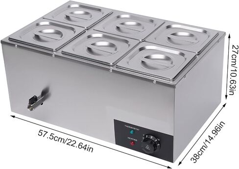Bain Marie Buffet 4 -PAN 850W طاولة البخار الكهربائية أكثر دفئًا مع الأغطية - سعة الفولاذ المقاوم للصدأ التجاري 21.2QT (20L) للمطاعم والتموين والبوفيهات in Kuwait