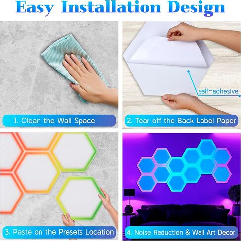 12 حزمة ألواح صوتية Blacklight ، 14 "× 12" × 0.4 "ألواح صوتية تفاعلية للأشعة فوق البنفسجية سداسية للجدار ، تمتص الصوت مع ديكور ذاتي ، ديي دييغ لغرفة ألعاب الكمبيوتر ، غرفة نوم in Kuwait