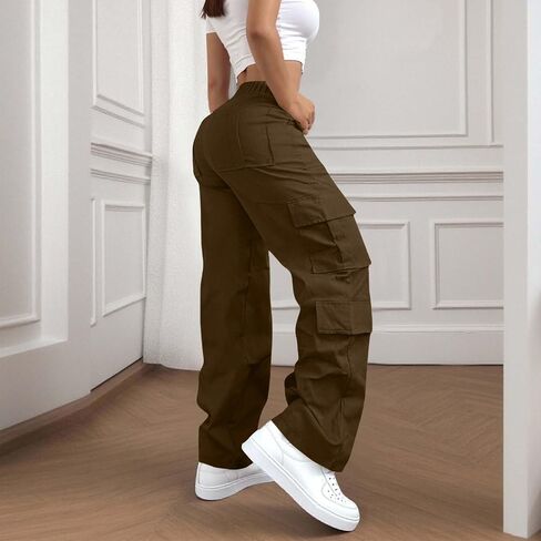 Cargo Pants Women High Waisted Baggy Wide Leg Stretchy Lightweight Hiking Trousers with Pocket Casual Comfy Fall Outfits in Saudi Arabia