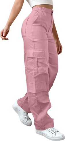 Cargo Pants Women High Waisted Baggy Wide Leg Stretchy Lightweight Hiking Trousers with Pocket Casual Comfy Fall Outfits in Saudi Arabia