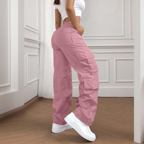 Cargo Pants Women High Waisted Baggy Wide Leg Stretchy Lightweight Hiking Trousers with Pocket Casual Comfy Fall Outfits in Saudi Arabia