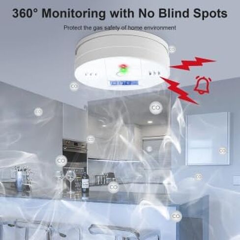 كاشف أول أكسيد الكربون ، إنذار أول أكسيد الكربون ، كاشف ثاني أكسيد الكربون مع شاشة LCD الرقمية ، تعمل بالبطارية (حزمة واحدة) in Kuwait