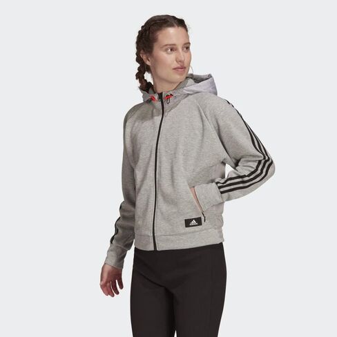 adidas Womens Sportswear Hybrid Full Zip Track Jacket, Grey in Saudi Arabia