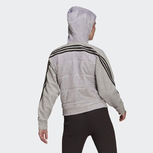 adidas Womens Sportswear Hybrid Full Zip Track Jacket, Grey in Saudi Arabia