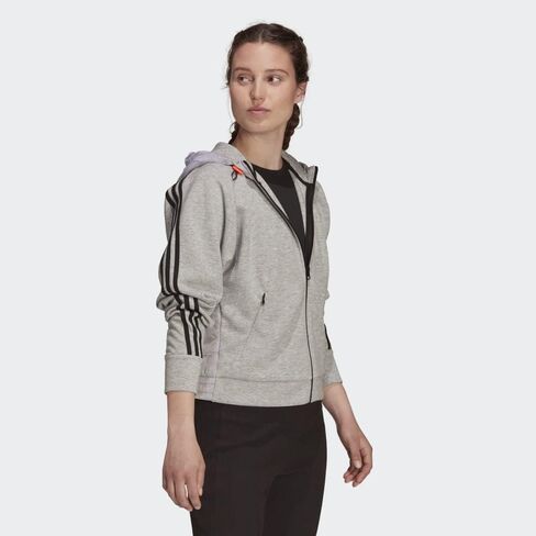 adidas Womens Sportswear Hybrid Full Zip Track Jacket, Grey in Saudi Arabia